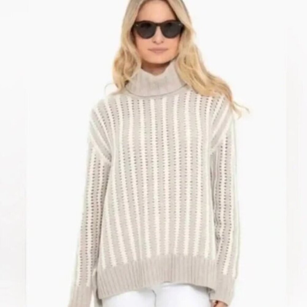 Tuckernuck Oatmeal Ivory Pip Sweater Turtleneck Size S Wool Cashmere Oversized